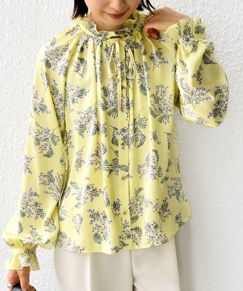 SHIPS（シップス） ブラウス シャツ 「手洗い可能」フラワー プリント 