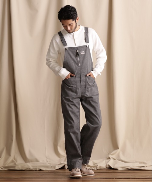 Schott グレー デニムオーバーオール Schott N.Y.C メンズオーバーオール（色：グレー系）｜ボトムス