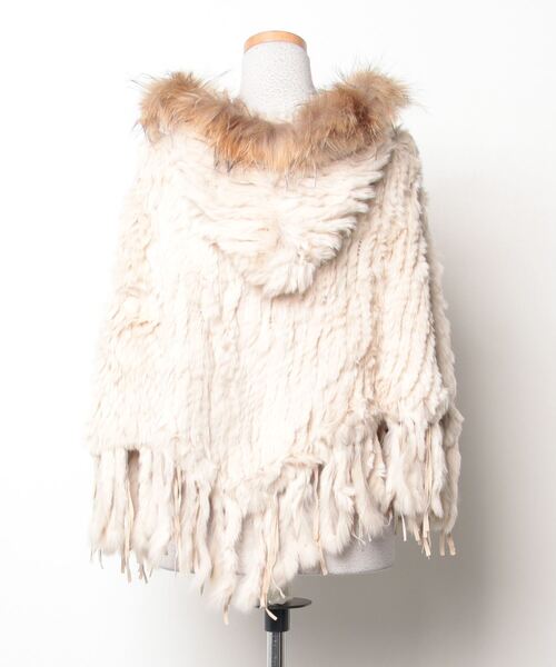 「BLANCHEURLUXE」 ポンチョ 38 ベージュ レディース_画像2