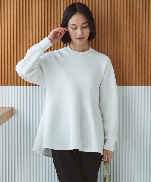 トレーナー スウェット 「洗える/ストレッチ」BEAUTY FORM JERSEY ペプラム トップス レディース