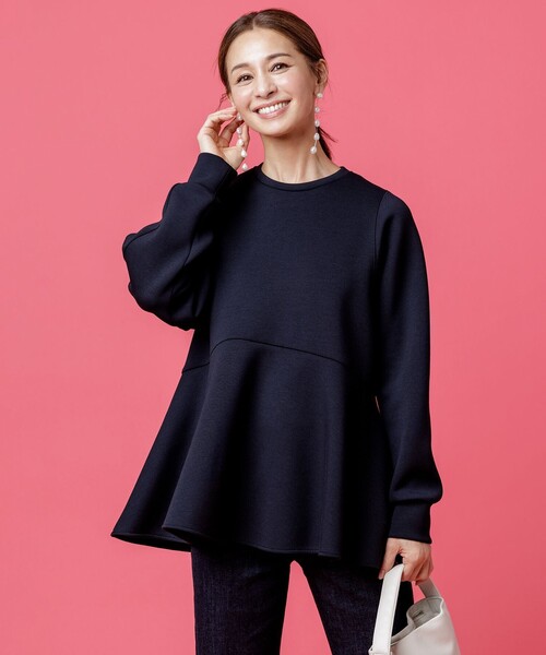 トレーナー スウェット 「洗える/ストレッチ」BEAUTY FORM JERSEY ペプラム トップス レディース UNFILO トレーナー スウェット 「洗える/ストレッチ」BEAUTY