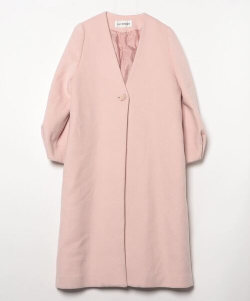 LILY BROWN（リリーブラウン） ノーカラーコート 0 ピンク レディース