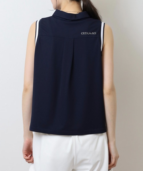 45R ノースリーブポロシャツ CECIL McBEE（セシルマクビー） ポロシャツ ポロ サイドプリーツ