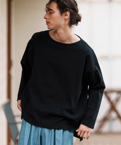 CAMBIO（カンビオ） tシャツ mlt5088-ボートネックボクシーロンT
