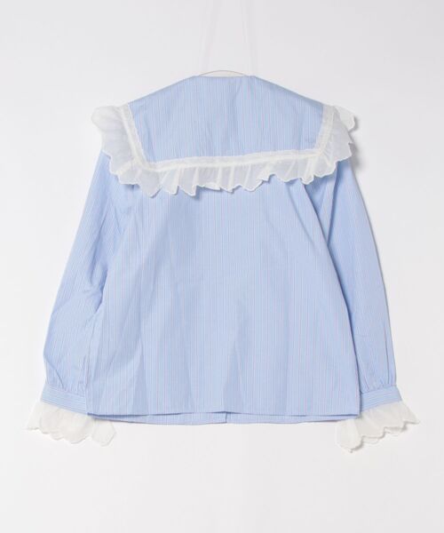 ブラウス シャツ COTTON FRILLED SHIRT コットン フリル シャツ レディース メンズ FEKETE ブラウス シャツ ROUND COLLAR FRILL SHIRT / ラウンド