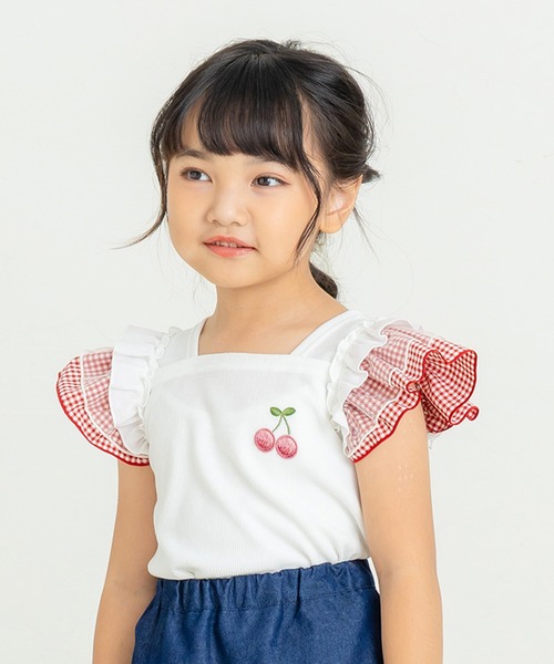 la poche biscuit（ラポシェビスキュイ） tシャツ さくらんぼ刺繍T