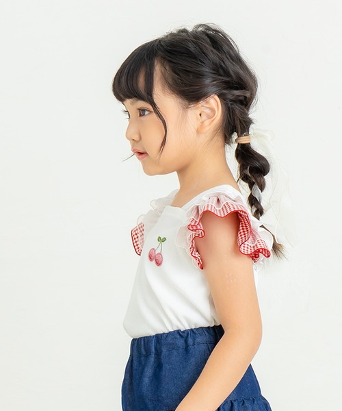 la poche biscuit（ラポシェビスキュイ） tシャツ さくらんぼ刺繍T