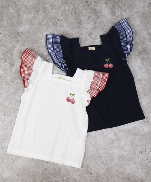 la poche biscuit（ラポシェビスキュイ） tシャツ さくらんぼ刺繍T
