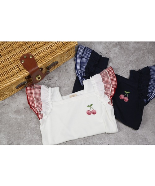 la poche biscuit（ラポシェビスキュイ） tシャツ さくらんぼ刺繍T