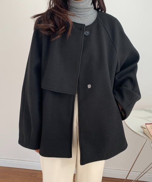 「ABITOKYO」 ノーカラーコート FREE ネイビー レディース_画像2