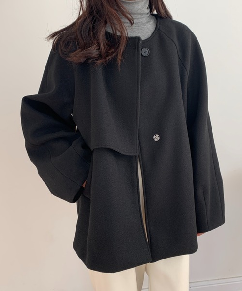 「ABITOKYO」 ノーカラーコート FREE ネイビー レディース_画像3