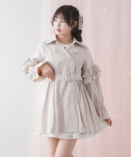 Modify / ラッフルバックプリーツトレンチコート/コート/40/コットン/アイボリ-/無地/AG543-92001JJ DearMyLoveRose（ディアマイラブローズ） トレンチコート コート