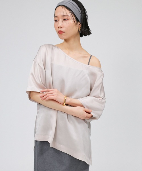 ブラウス シャツ ウォッシャブルシルクレーヨンTブラウス レディース BABYLONE ブラウス シャツ ウォッシャブルシルクレーヨンT