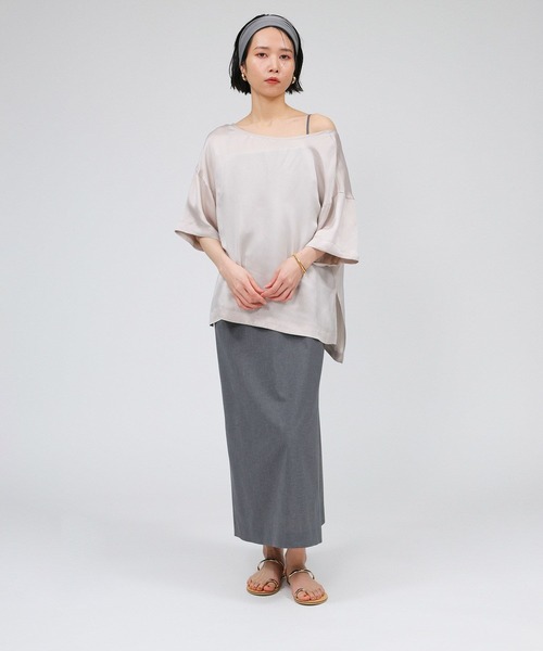 BABYLONE ブラウス シャツ ウォッシャブルシルクレーヨンT