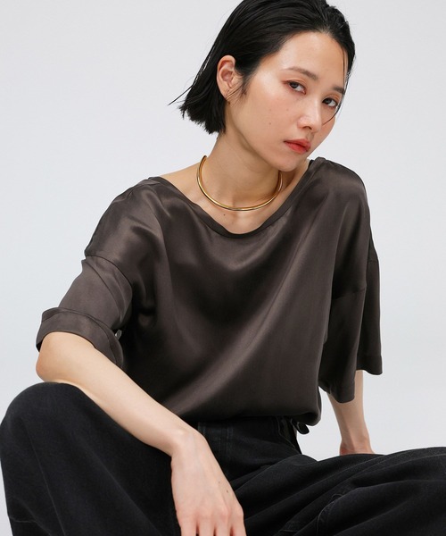 BABYLONE コットンシルクチュニックブラウス　ブラック BABYLONE（バビロン）の「コットンシルクチュニックブラウス