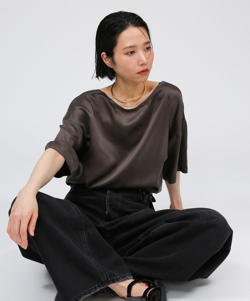 BABYLONE ブラウス シャツ ウォッシャブルシルクレーヨンT