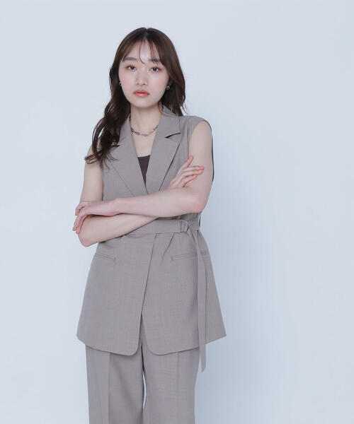 natural beauty basic テーラードベルテッドジレ テーラードベルテッドジレ | NATURAL BEAUTY BASIC（ナチュラル