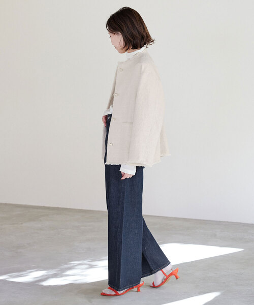 【美品】IENA ホワイトツイードジャケット36 IENA（イエナ）の「ホワイトツイードジャケット（その他アウター