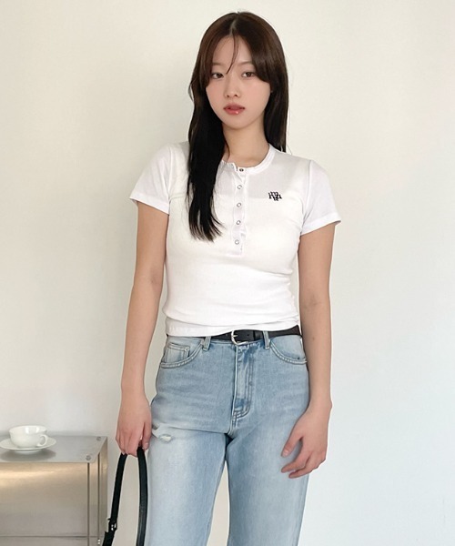 tシャツ A'GEM/9 × .kom 「muah muah/ムーアムーア」Semi-open logo short sleeve t-shirt /の画像