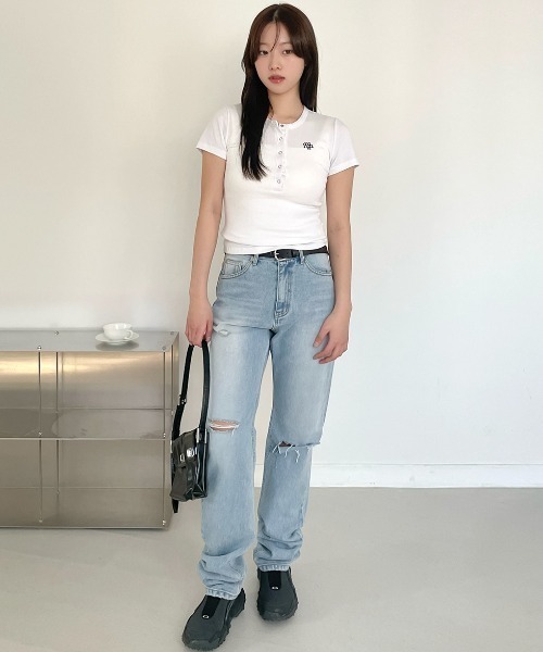 tシャツ A'GEM/9 × .kom 「muah muah/ムーアムーア」Semi-open logo short sleeve t-shirt /の画像