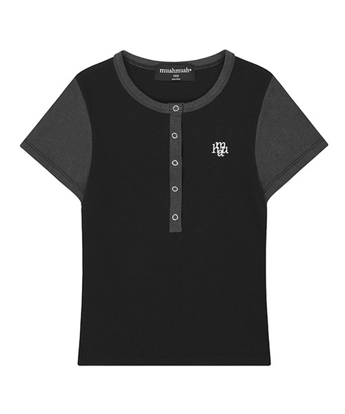 tシャツ A'GEM/9 × .kom 「muah muah/ムーアムーア」Semi-open logo short sleeve t-shirt /の画像