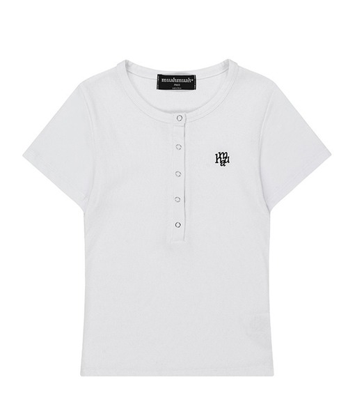 tシャツ A'GEM/9 × .kom 「muah muah/ムーアムーア」Semi-open logo short sleeve t-shirt /の画像