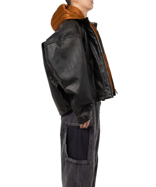 ブルゾン アウター Extended Placket Hood Coated Jacket メンズの画像