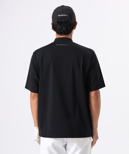 美品　BEAMS GOLF 半袖モックネックポロシャツ　XL BEAMS GOLF tシャツ ORANGE LABEL / ハーフジップ 裾ドロー