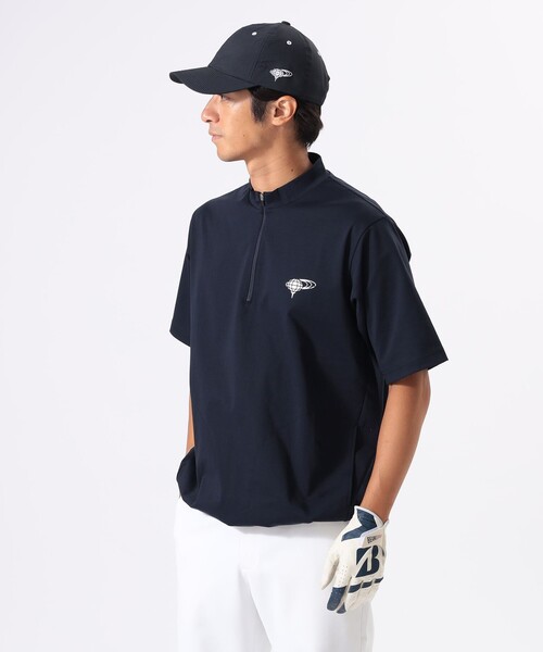 美品　BEAMS GOLF 半袖モックネックポロシャツ　XL BEAMS GOLF tシャツ ORANGE LABEL / ハーフジップ 裾ドロー