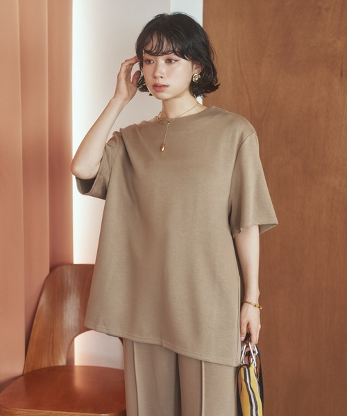tシャツ 半袖 back zipper oversize tops /バックファスナークルー