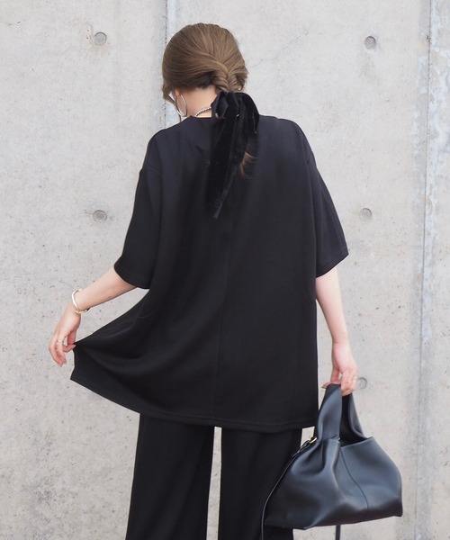 tシャツ 半袖 back zipper oversize tops /バックファスナークルー
