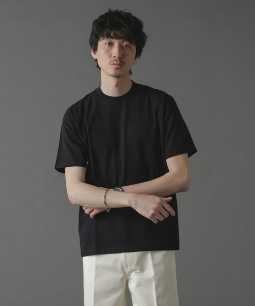 「NANO universe」 半袖Tシャツ S ネイビー メンズ
