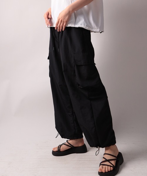 NANAHACHI ワイドパンツ カーゴパンツ シャカシャカ カーゴワイド