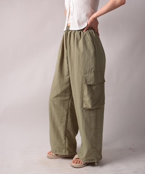 NANAHACHI カーゴパンツ シャカシャカ カーゴワイドパンツ レディース