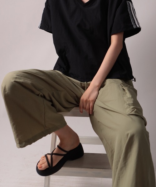 NANAHACHI ワイドパンツ カーゴパンツ シャカシャカ カーゴワイド