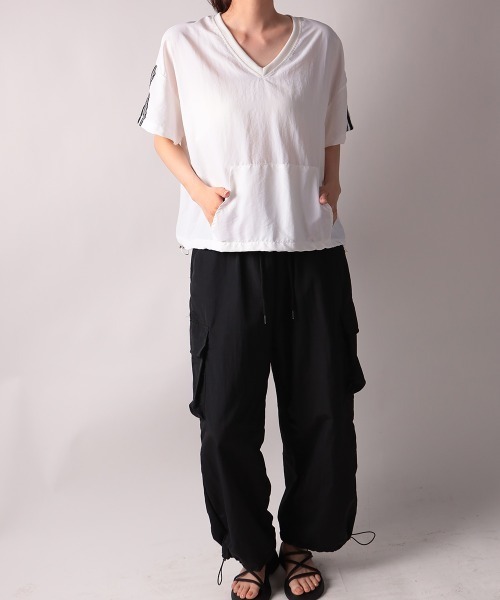 NANAHACHI ワイドパンツ カーゴパンツ シャカシャカ カーゴワイド