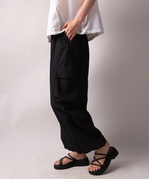 NANAHACHI カーゴパンツ シャカシャカ カーゴワイドパンツ レディース