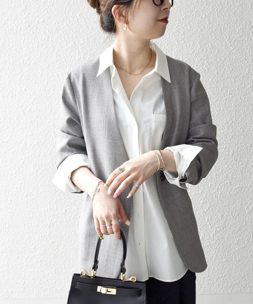 断捨離sale❣️BEIGE. カーキ ノーカラージャケット　2サイズ SHIPS - 未使用 シップス 半袖 ノーカラージャケット ONE SIZE