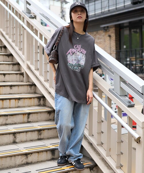 「PUBLUX」 「bohemian chop」半袖Tシャツ S チャコールグレー レディース