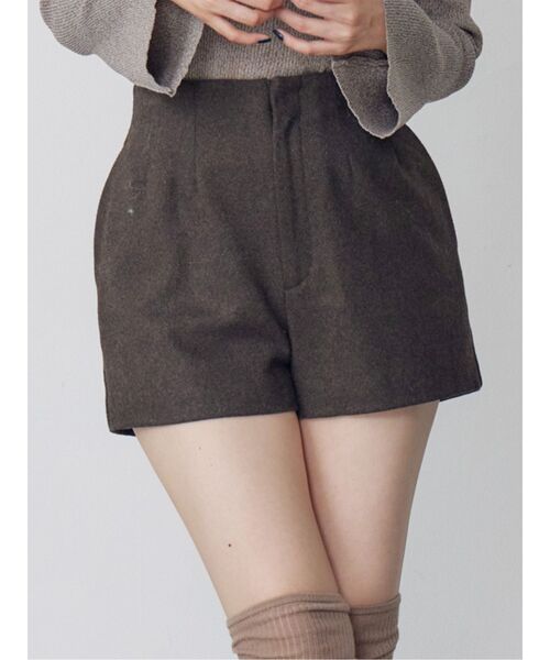 MURUA（ムルーア） パンツ ウールライクタックショートパンツ