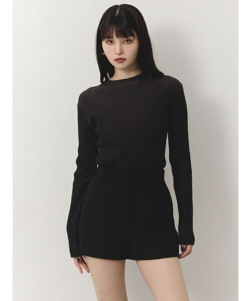 RUFFLG ブラックショートパンツ M MURUA（ムルーア） パンツ ウールライクタックショートパンツ