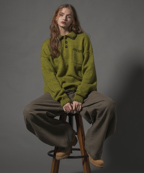 CIVVY. セーター ニット Stiched Knit Polo Top - ステッチ