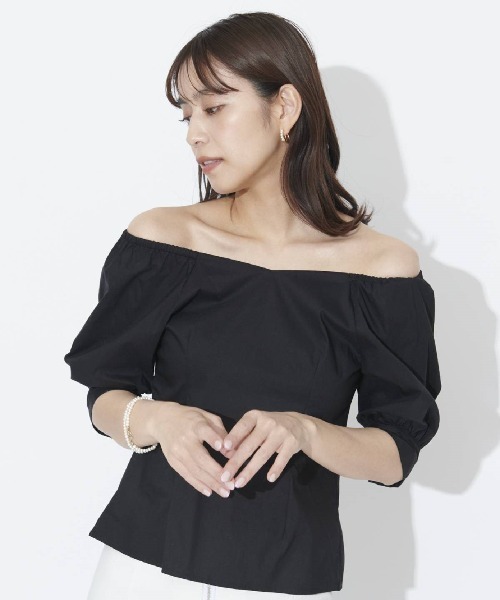 「AND COUTURE」 半袖ブラウス MEDIUM オフホワイト レディース_画像2