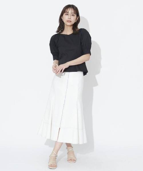 「AND COUTURE」 半袖ブラウス MEDIUM オフホワイト レディース_画像4