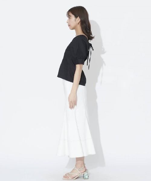 「AND COUTURE」 半袖ブラウス MEDIUM オフホワイト レディース_画像5