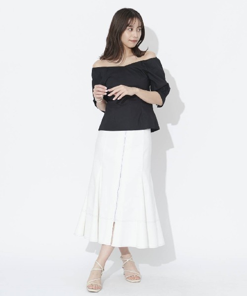 「AND COUTURE」 半袖ブラウス MEDIUM オフホワイト レディース_画像7