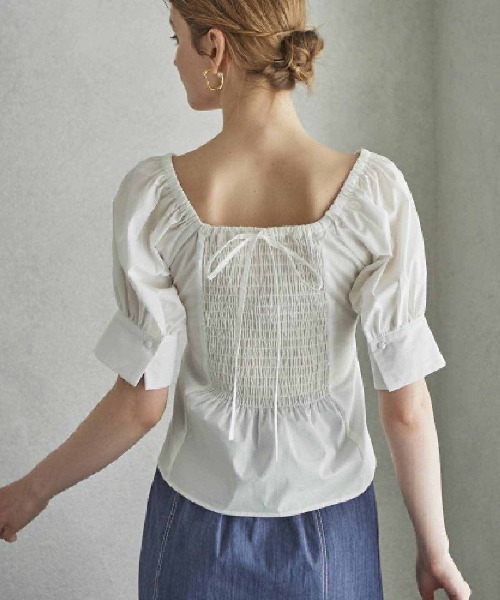 「AND COUTURE」 半袖ブラウス MEDIUM オフホワイト レディース_画像9
