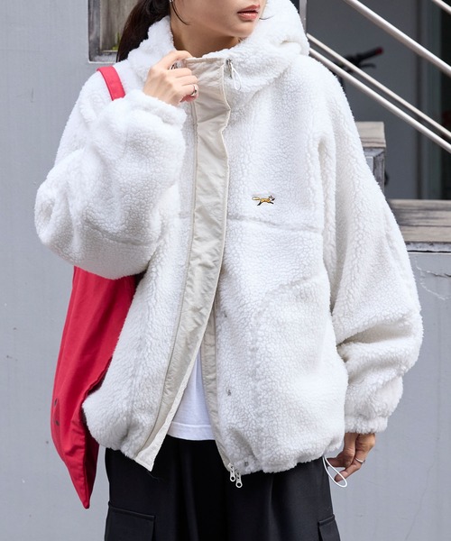 ブルゾン アウター PENNEYS/ペニーズ 別注 THE FOX ロゴ ワンポイント刺繍 ドロスト オーバーサイズボアブルゾン レディース メンズ | MONO-MART | 16