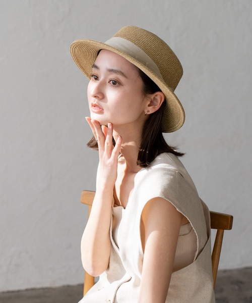 「VitaFelice」 ストローハット FREE ライトベージュ レディース_画像2