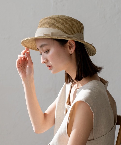「VitaFelice」 ストローハット FREE ライトベージュ レディース_画像3